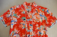 Vintage JAPANESE Oriental Style Shirt KIMONO Pattern Knot Button  READ  SEE 