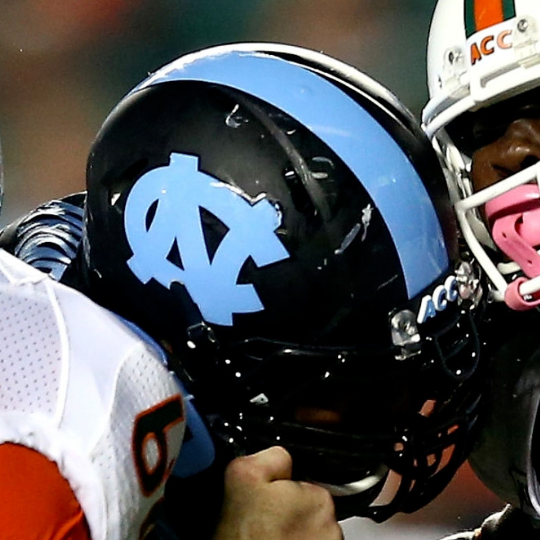 NORTH CAROLINA TAR HEELS 2013 vs  MIAMI FOOTBALL MINI HELMET