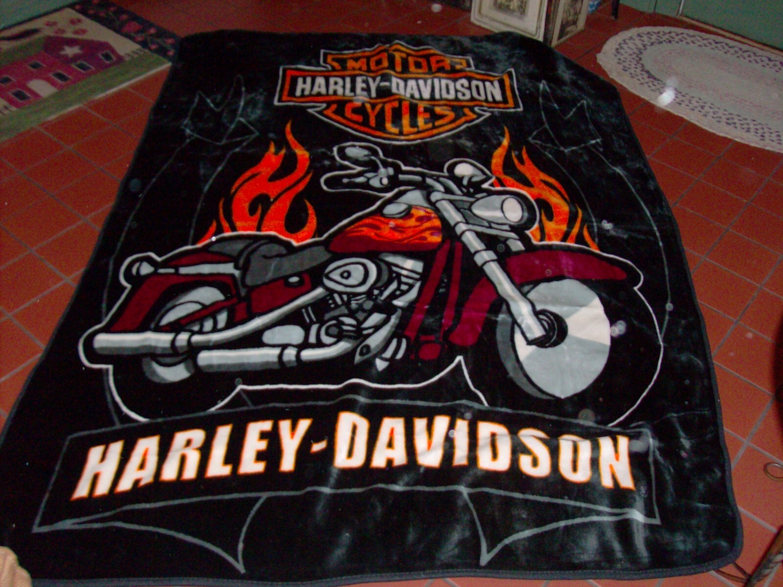 Harley Davidson Fleece Blanket 60" x 80" eBay