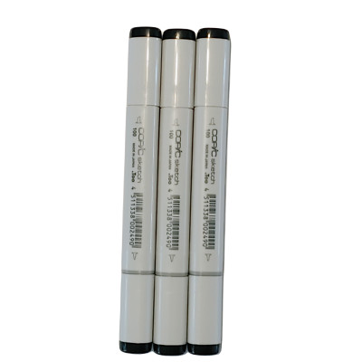 Copic Sketch Black 100 Pack of 3 Markers with Medium Broad and Super Brush ends
