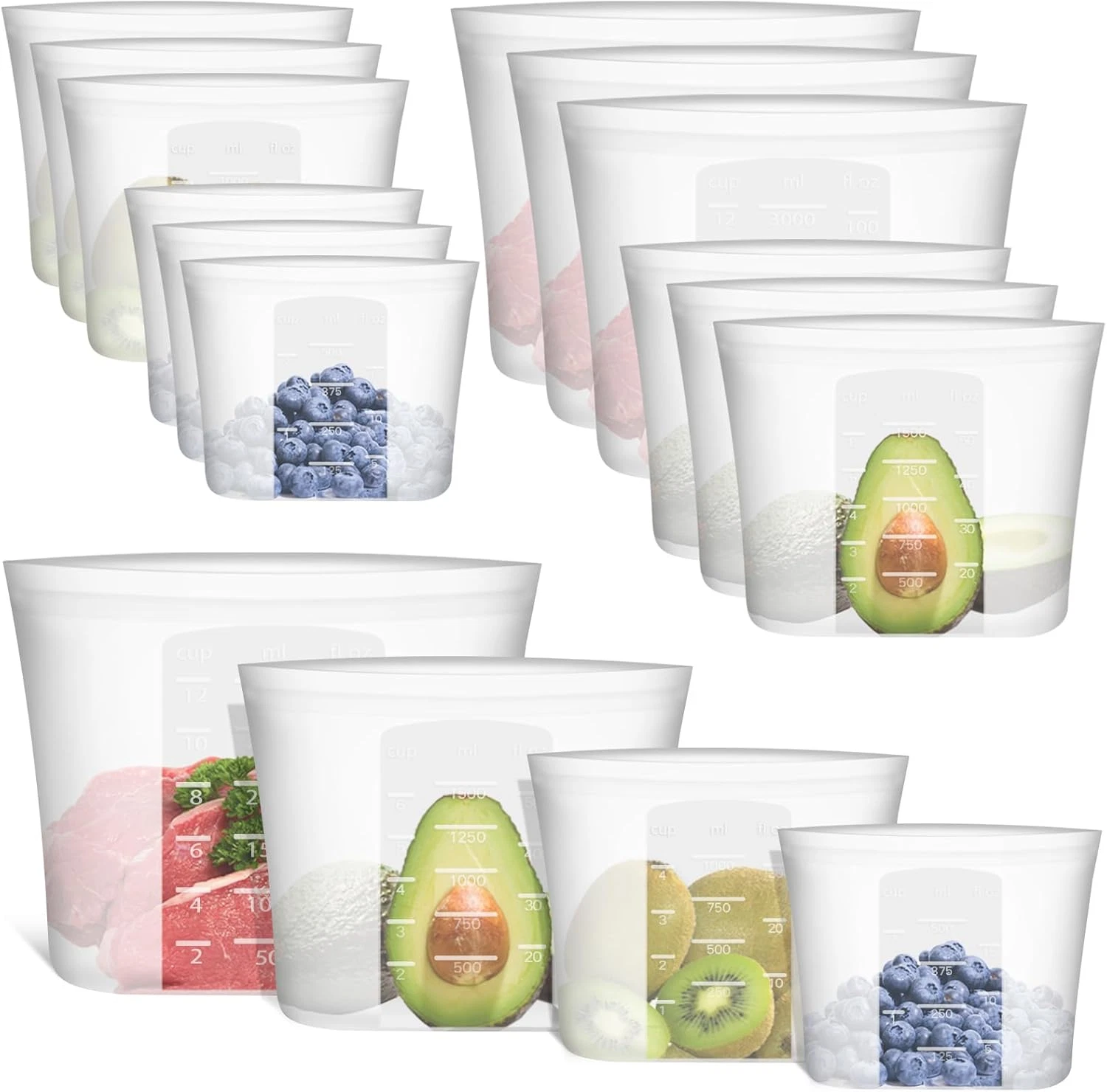 12-Pack Silicone Reusable Food Storage Bags - Freezer & Microwave Safe
Opens in a new window or tab