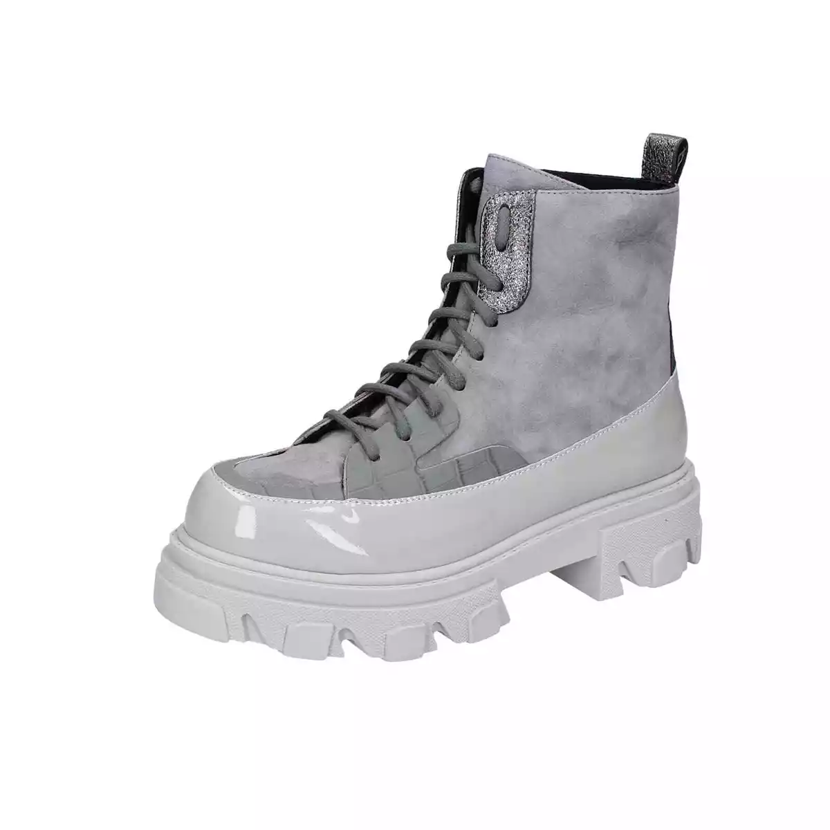 STOKTON 38UE Women s Shoes Gray Front Patent Boots EY191 38