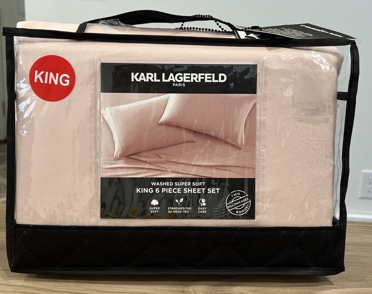 Lot Drap plat 240 x 290 et 2 taies 50/70 KARL LAGERFELD coton