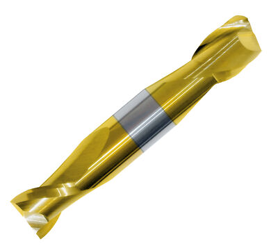 5/16'' 2 Flute Double End Stub Carbide End Mill 30Deg Helix, TiN Coated .500''