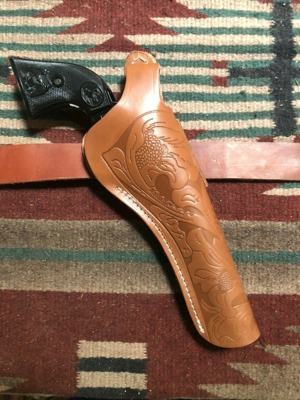 Ruger Single Six 6.5" Dual Two Position Leather Holster Cross Draw Floral USA Md