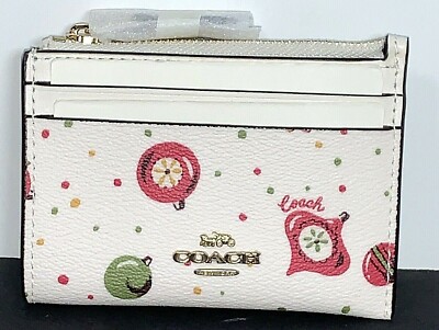Coach Mini Skinny Id Case With Ornament Print Chalk Multi New P2