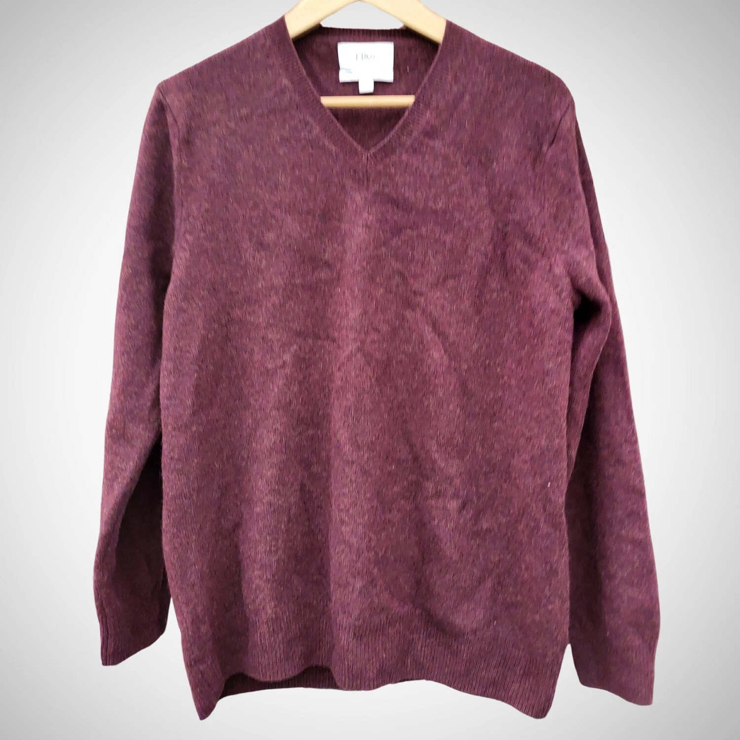 Large | M&S Extra Fine Lambswool Jumper | V-Neck | Burgundy |