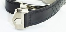 22mm Perforated Black Genuine Leather Band Strap with Clasp for Tag Heuer Monaco
