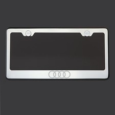 Mirror Chrome Fit Audi Logo Laser Etched Stainless Steel License Plate Frame