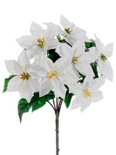 15" Water-Resistant Poinsettia Bush White Pack of 12 Silk Flower Christmas