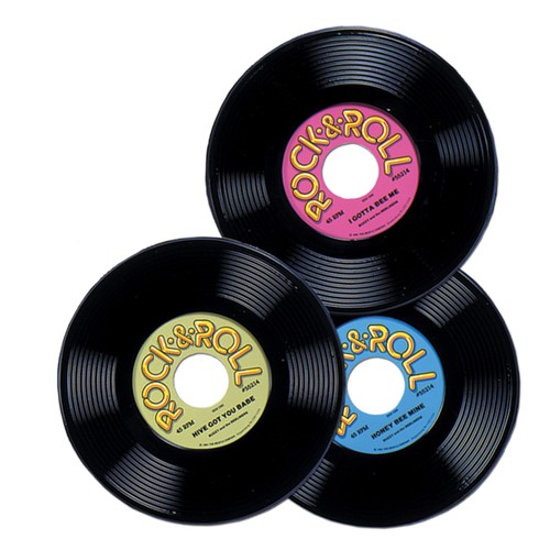 30-teiliges Set Rock'n'Roll Schallplatten-Dekoration – 17,8 Cm, Beidseitig Bedruckt, Für 50er-Jahre-Party, Geburtstag, Disco