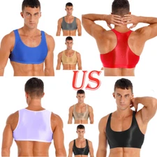 Men Bodybuilding Tank Top Workout Half Crop Top Vest Fitness Shirt Sports Blouse