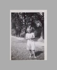 WW2 Photo By U.S. GI Blonde Young Woman Standing On Grass Under Trees