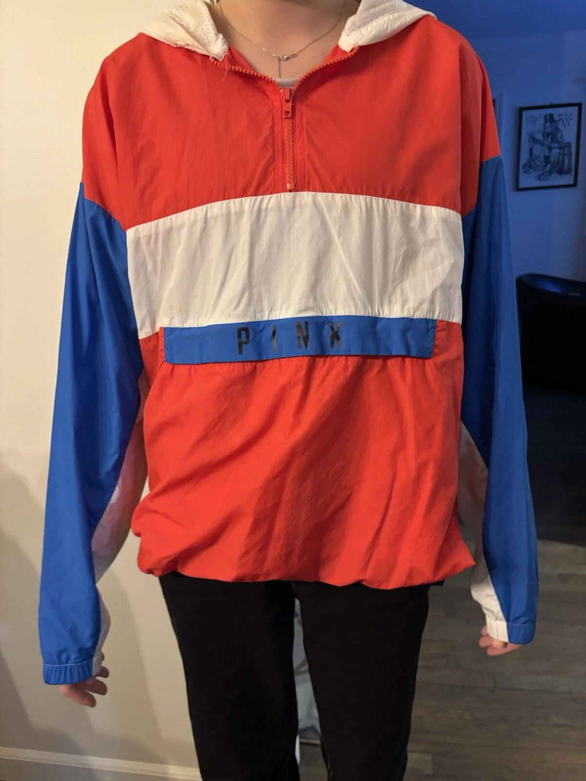 UNDERCOVER Giacca rosa Victorias Secret Track cappuccio felpa antivento taglia M L T46