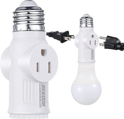 3 Prong Light Socket Adapter, E26 Light Bulb Outlet Adapter