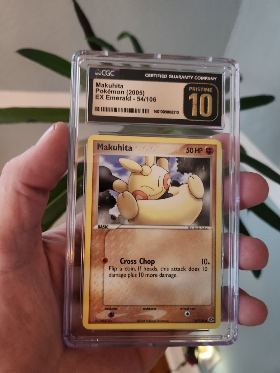 CGC 10 PRISTINE Pokemon Makuhita EX Emerald Card 54/106 BLACK