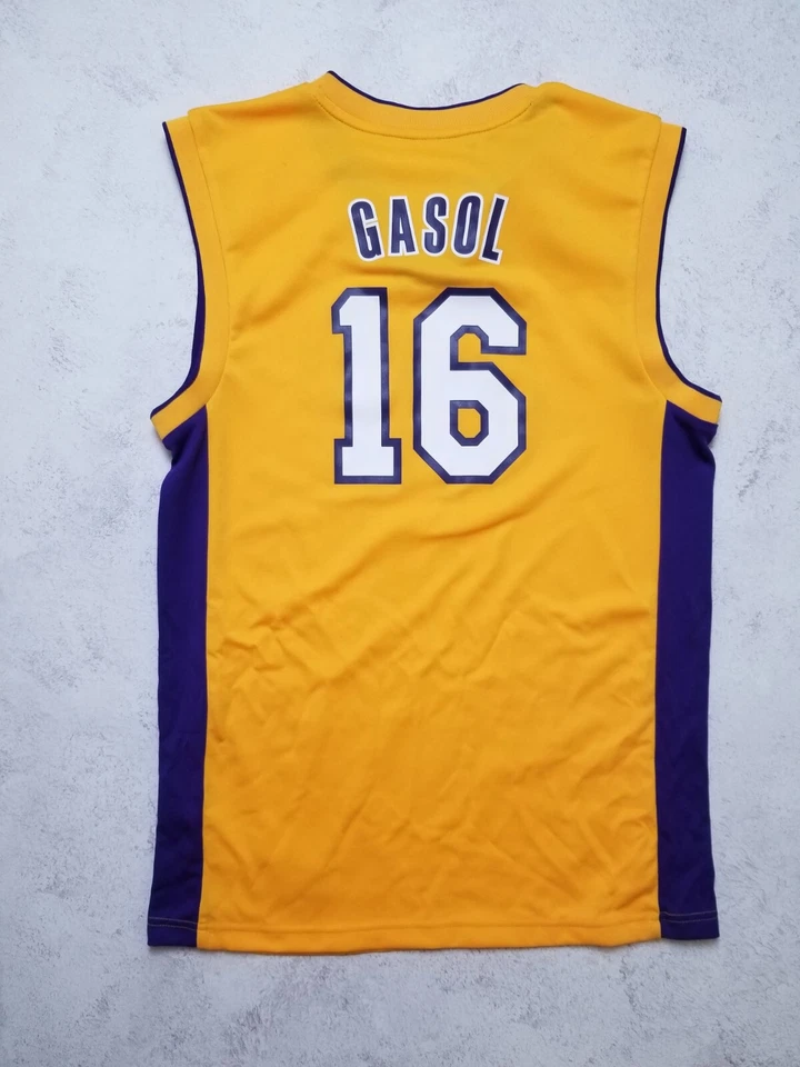 Los Angeles Lakers #16 Pau Gasol Adidas Jersey Shirt Men Size S Tank Yellow 2013 - Image 2 of 4