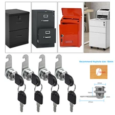 4x Cam Lock Locker Furniture Lock Post Mail Box Lock Camlock Cabinet Drawer Keys