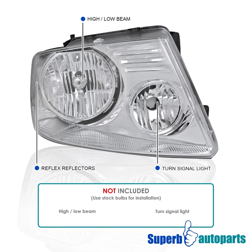 Headlights Fits 2004-2008 Ford F150 F-150 2006-2008 Lincoln Mark LT Headlamps Foto 3 de 4