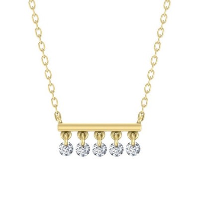 0,25 kt runder im Labor gezüchteter Diamant 10 K Gelbgold Halskette 18 Zoll Silberkette