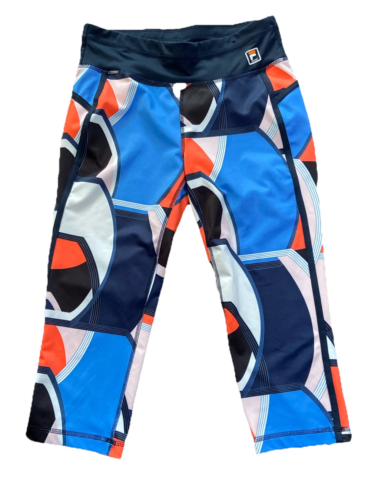 Fila Sport Capri Leggings Multicolore Piccolo Activewear Pantaloni Sportivi Palestra Corsa