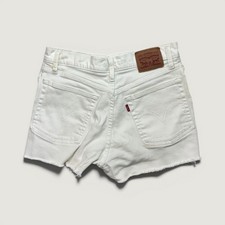 Levi's High Rise Shorts Womens 29 White Denim Distressed Raw Hem Cutoff