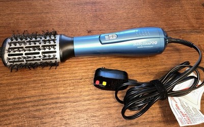 BaByliss PRO Nano Blue Titanium Ionic Hot Air Brush BNTHB250 Hair Styler Working