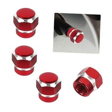 4PCS Car Tire Valve Stem Caps, Aluminum Alloy Tire Valve Caps, Dustproof Red