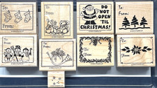 Stampin' Up CHRISTMAS GIFT TAGS 1998 STAMP SET - Set Of 9 Stamps