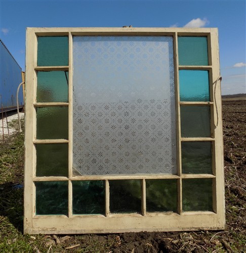 Antique Stained Glass, Rectangular Church Window, Architectural Art Glass, A25,,