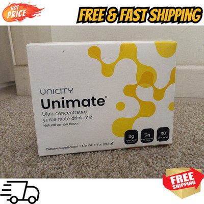 Unicity Unimate Lemon Yerba Mate 30 Packets Detox Energy Drink Metabolism Suppor