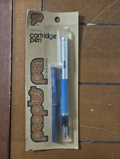 Vintage Blue Sheaffer People's Pen Fountain Fine Point Pen Chrome Trim NIB