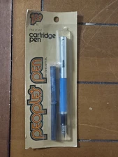 Vintage Blue Sheaffer People's Pen Fountain Fine Point Pen Chrome Trim NIB