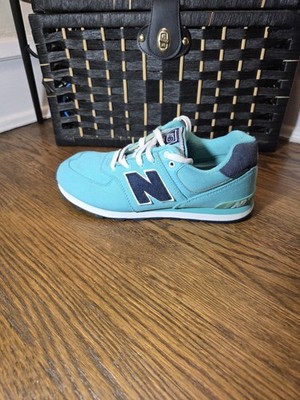 New Balance 574 Low Top Athletic Sneakers Lace-Up Turquoise/Navy/White