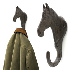 Single Coat Hooks Wall Mounted Hook Rustic Cast Iron Horse Peg Heavy Duty Hanger