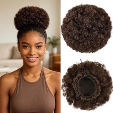 Brown Afro Puff Drawstring Ponytail Extension Hairpieces for Black Women, Large