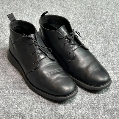 Botas Chukka Cole Haan Zerogrand Para Hombre Talla 9.5M Cuero Negro Con Cordones Informales - Imagen 1 de 4