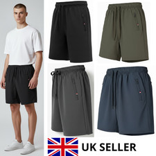Men’s Gym Shorts Quick Dry Workout Running Training Football with Zipped Pockets