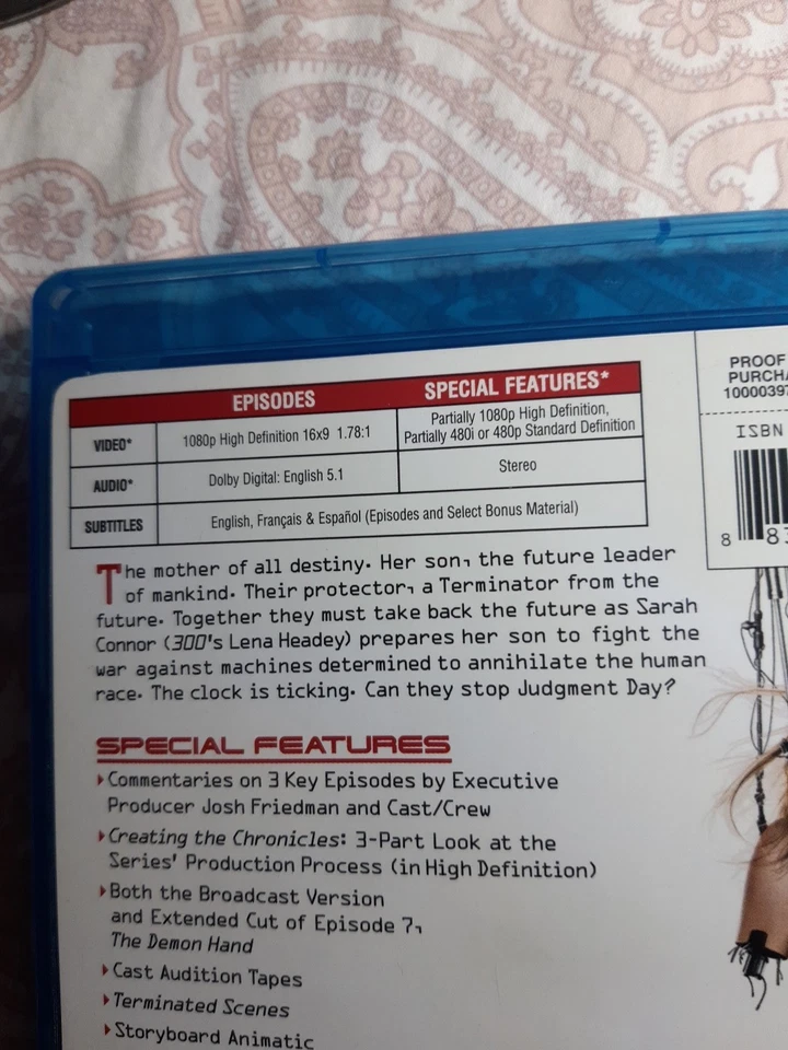 TERMINATOR.The Sarah Connor Chronicles.Season 1.Bluray.3Disc.Vgc.Reg A - Image 3 of 4