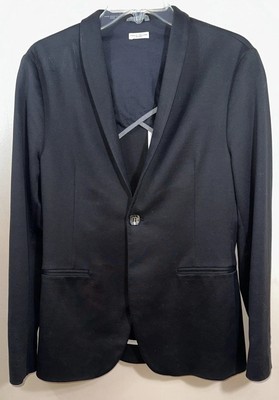 PAOLO PECORA Milano Italian Black Mens Sport Coat Dinner jacket Cotton Blend 46