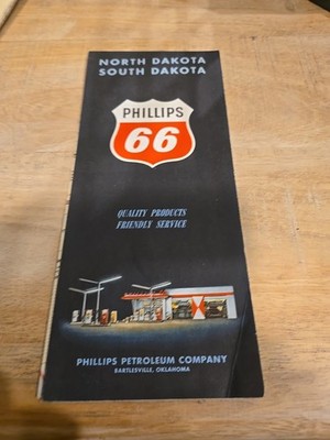 1960 Vintage Phillips 66 , North & South Dakota ROAD MAP ,  VGC