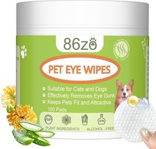 Eyes Wipes for Dogs  Cats - Gently Remove Tear Stain, 100 count, white