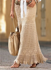 Vintage Skirt Boho Hippie Handmade Crochet 28" Waist