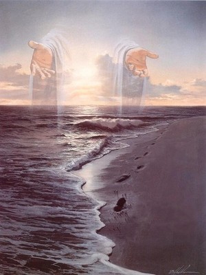 Danny Hahlbohm FOOTPRINTS IN THE SAND VINTAGE PAINTING poster print Home Decor