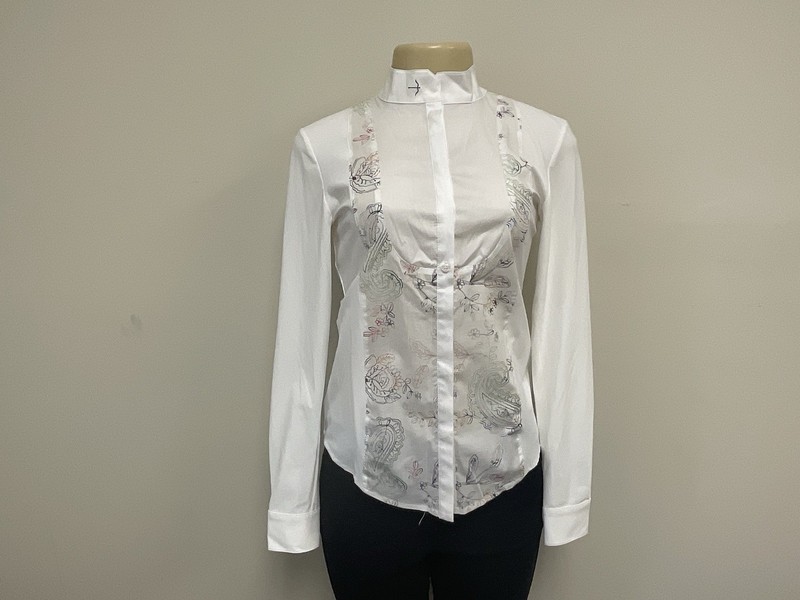 byMi Hamburg Women’s Pink Button Down Shirt Long Sleeve Check Trim Size 34 NWT