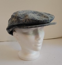 Vintage 80s Acid Wash Denim Newsboy Cap Hat USA Made Large 7 1/4-7 3/8 Cabbie
