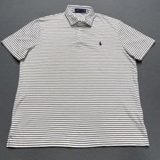 Polo Ralph Lauren Polo Shirt Mens Large White Navy Striped Pony Logo