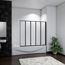 Bath Shower Screen Black Grid/Folding Wet Room Glass Panel 800/900/1000/1200mm