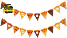 Thanksgiving Decorations Pre-Strung Pumpkin Pie Banner Fall Party Decor Thanksgi