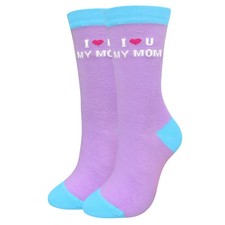 Gift for Mom Socks I Love My Mom Funny Purple One Size Cotton Novelty Gift New
